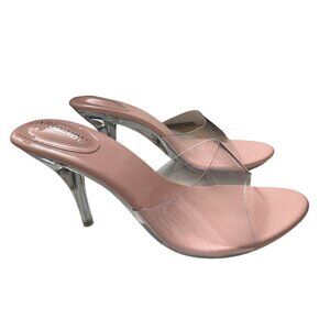 Nbuunbu Womens Clear Strap High Heel Slides Size 10 US